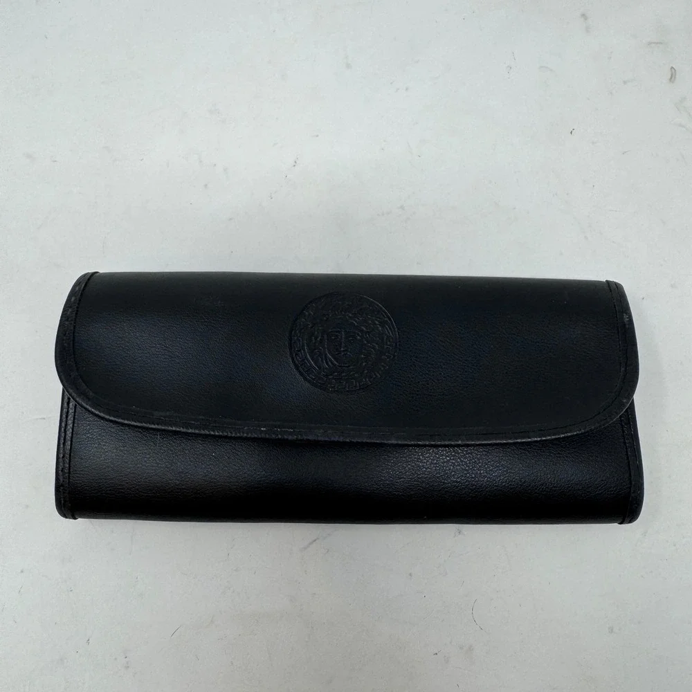 Versace Black Leather Medusa Head‎ Sunglasses Case Made in Italy Eyewear Pouch